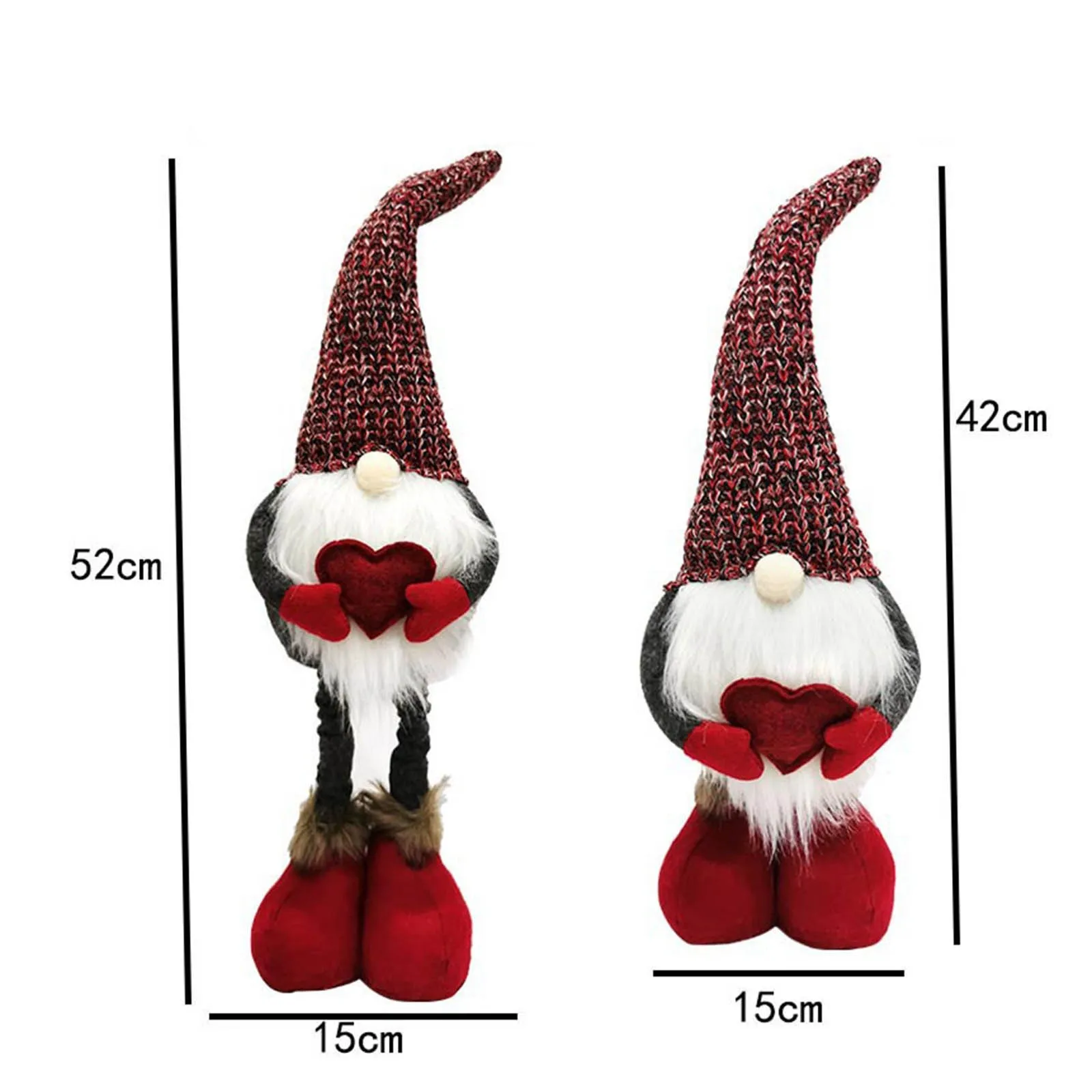 

Valentine's Day Gnomes Plush Decorations Red And Gray Love Knitted Retractable Faceless Doll Handmade Swedish Tomte Decor Gift60