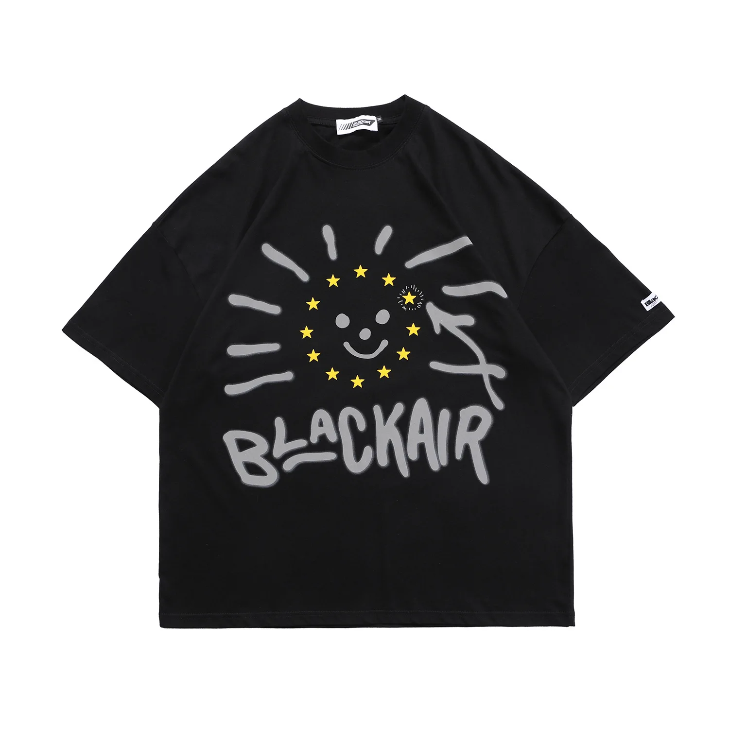 

Men Reflective Graffiti Print T-shirt Streetwear Hip Hop Loose Casual Short Sleeve Tshirt Male Women Couple Tee Shirt