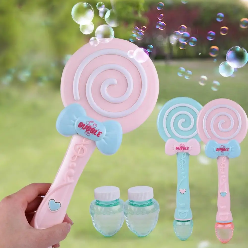 

Kids Lollipop Bubble Gun Blower Toy Electric Magic Automatic Soap Bubble Machine Light Music Summer Outdoor Toy for Children