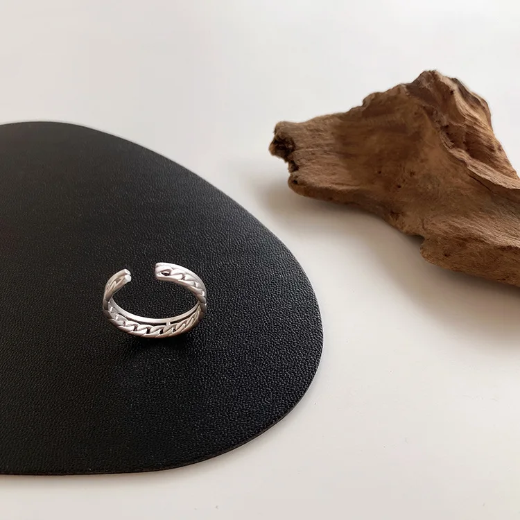 Silver Thin Chain Peri'sBox, 2 вида конструкций, многослойная цепочка, золотые кольца, пустотелая сетка, геометрические кольца для женщин, минималистичные, штабелируемые кольца,, винтажные - Цвет основного камня: Silver Thin Chain