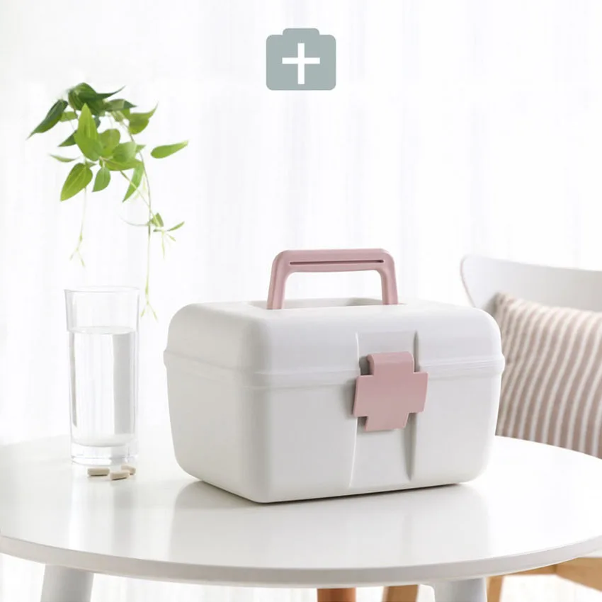 

Portable Large Capacity Medicine Chest Cabinet Double Layer Health Box Family Home Drug Holder Storage Organizer First Aid Kit