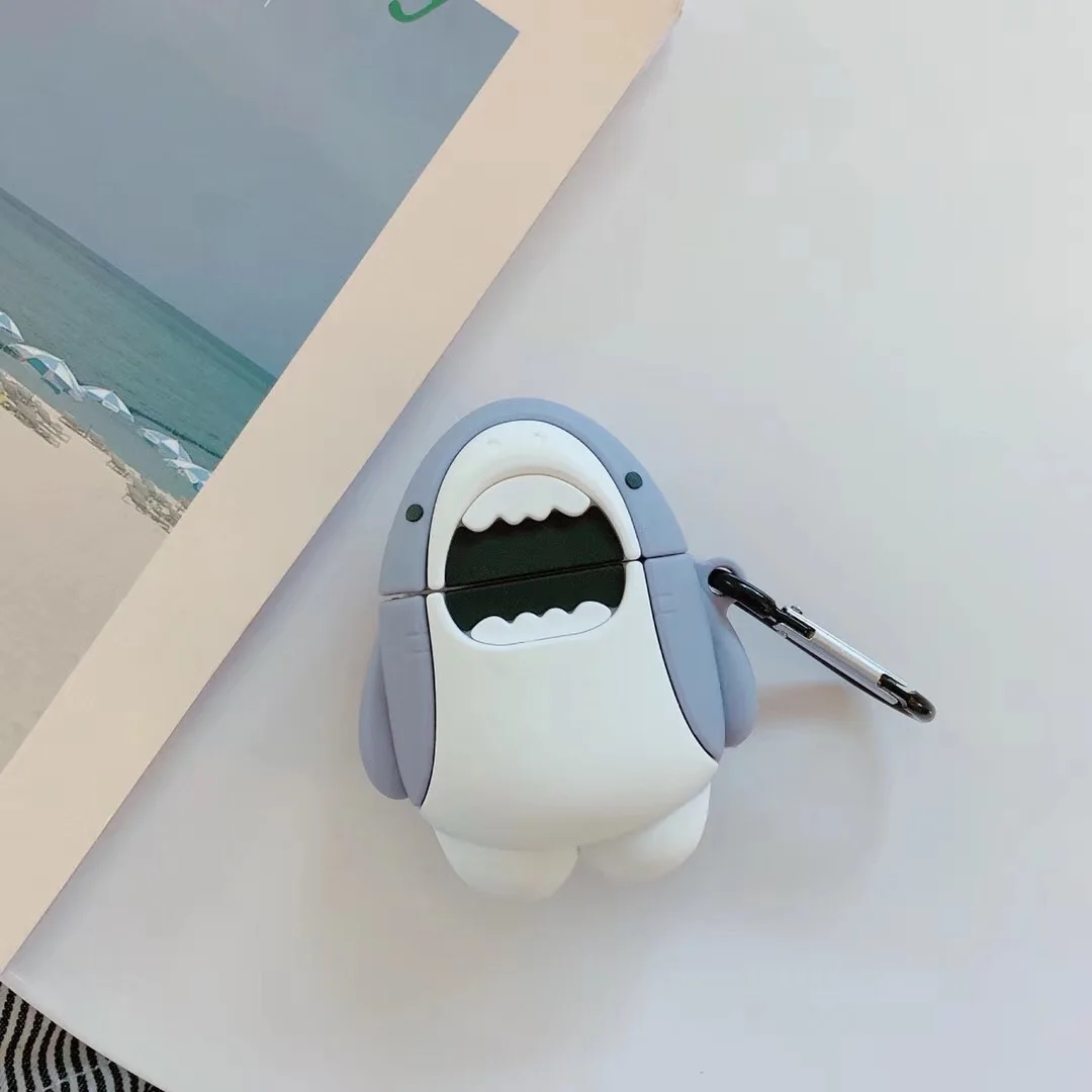 С изображением акулы из мультфильма Забавный чехол для AirPods Pro Чехол с милой Защита силиконовый чехол для IPad Air накладки 1/2 чехол Bluetooth наушники чехол fundas