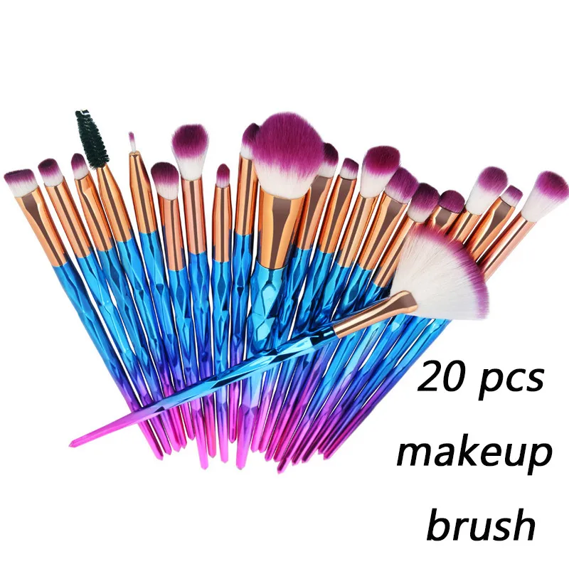 20 шт. набор кистей для макияжа с бриллиантами пудра основа румяна растушевка