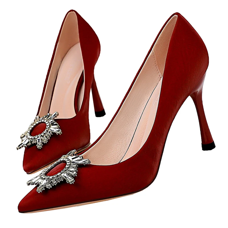 2020 женские блестящие туфли лодочки на высоком каблуке 9 см шпильке Цвет Бордовый