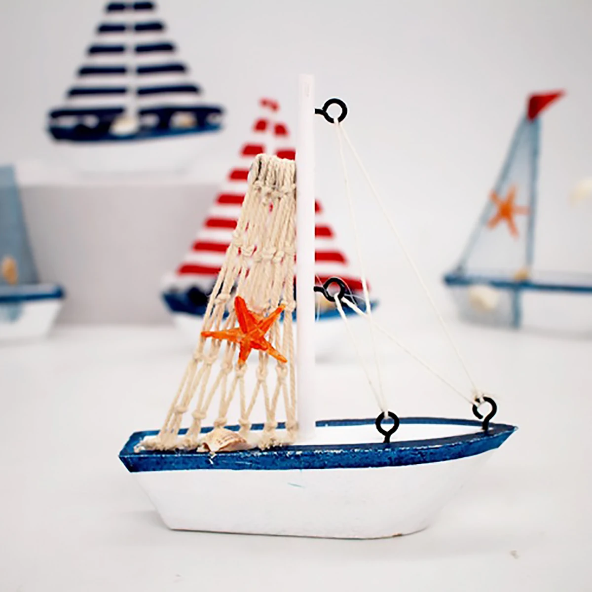 Cute Mini Sailing Boat Model Nautical Home Decor Cloth Sailboat Flag Table Ornament Wood Crafts Toy Kids Gift Drop ship | Дом и сад