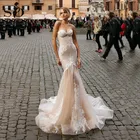 Свадебное платье цвета шампанского, модель 2020 года, искусственное свадебное платье с юбкой-годе, кружевное свадебное платье