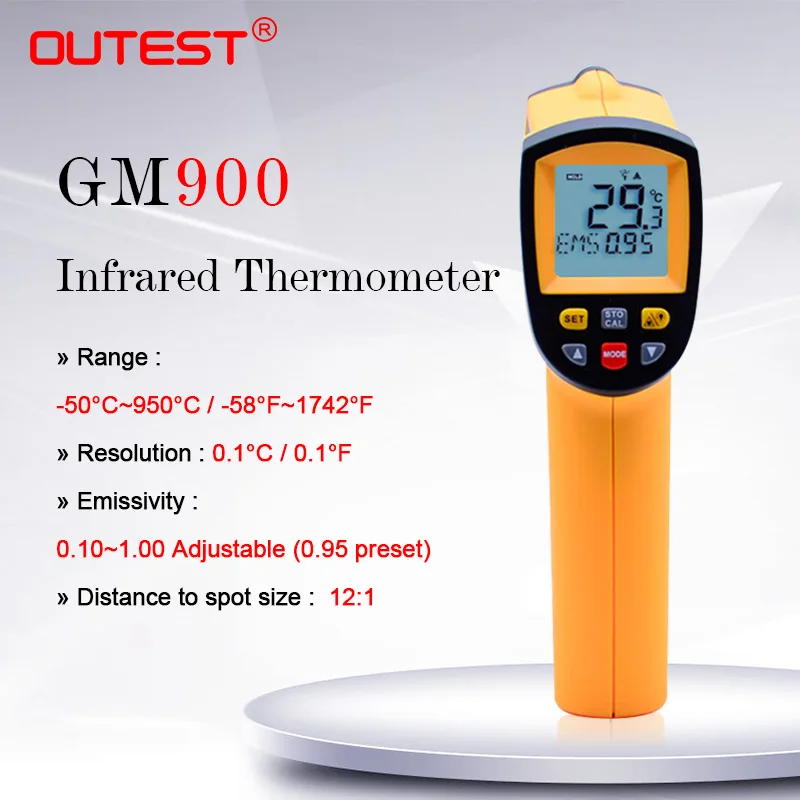 

Non-Contact Precise Digital IR Laser Infrared Pointer Thermometer GM900 -50degree to 950 Degree Gun With carry box
