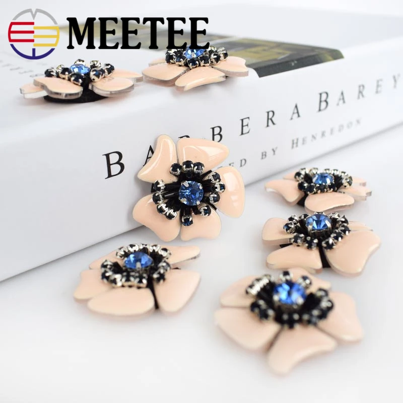 4pcs Meetee Decoration Rhinestone Buttons Beaded Flat Back for Sewing Coat Sweater Skirt Clothing Accessories DIY Patch|Пуговицы| |
