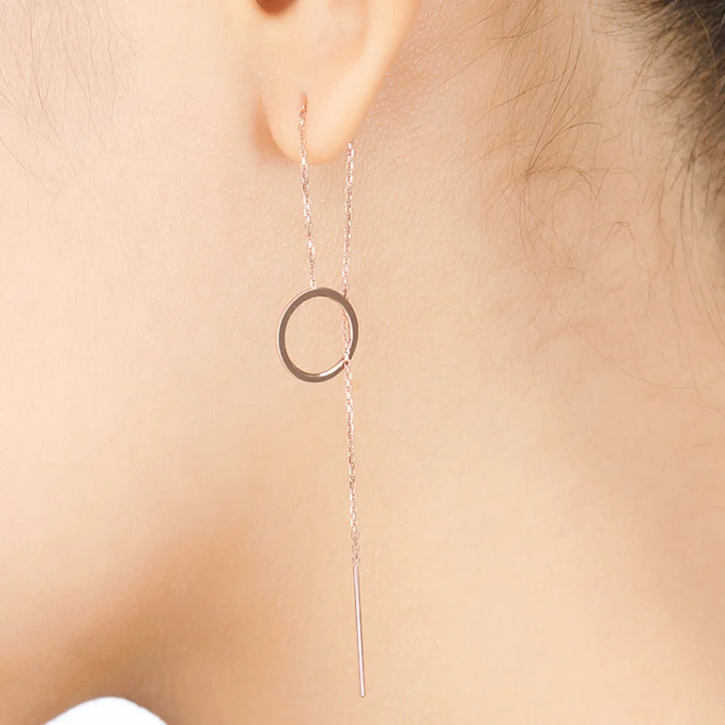 

HELON Solid 18K Rose Gold AU750 Drop Earrings Nice Simple Fashion Upscale Classic Party Fine Jewelry Women Girl Like Gift