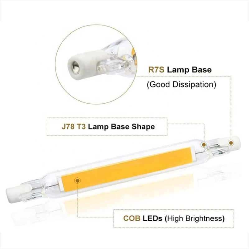 R7S COB светодиодный светильник лампа r7s 78 мм 118 J78 J118 10 Вт 20 хит продаж AC 110V 220V