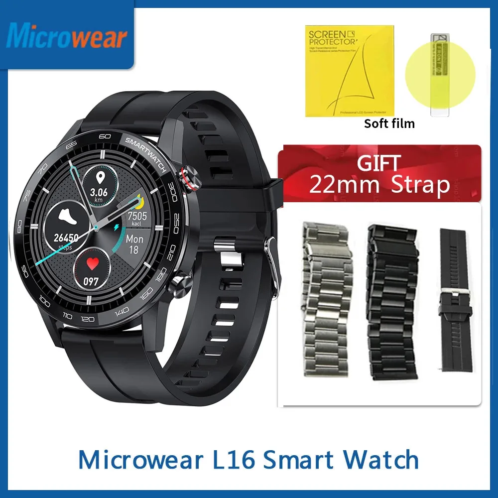 DIY часы лица Microwear L16 Смарт ЭКГ 360*360IPS пульсометр кислорода в крови IP68