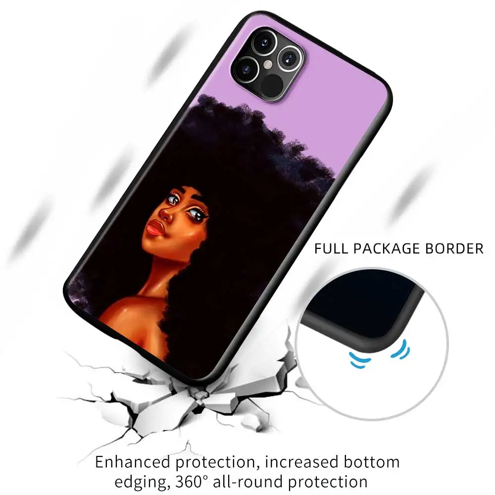 

Phone Case For iPhone 12 Mini 11 Pro SE 2020 X XS Max XR 7 8 6 6S Plus Silicone Soft Back Cover Coque Capa Afro Girl Black Women