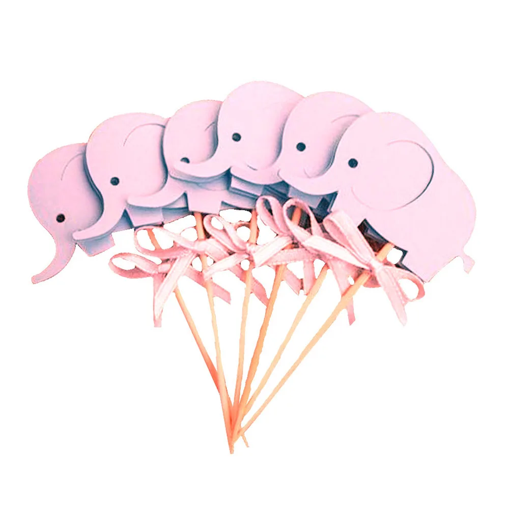 10 шт. голубой розовый слон торт топперы кекс флаг для детского душа девочек и