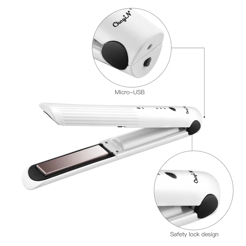 

Mini USB Hair Straightener Ceramic Tourmaline Ionic Flat Iron Hair Straightener Widen panel Dry and wet dual use Straightener 50