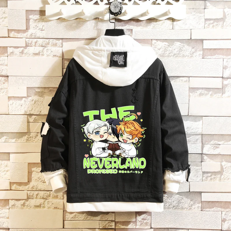 Джинсовые куртки с имитацией двух частей и принтом Эммы Свободные повседневные