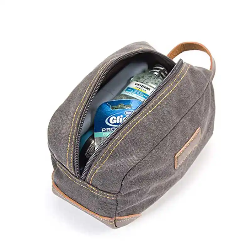 

Mulcen men toiletry bag shaving leather accessories of canvas small cosmetic bag fashion bags