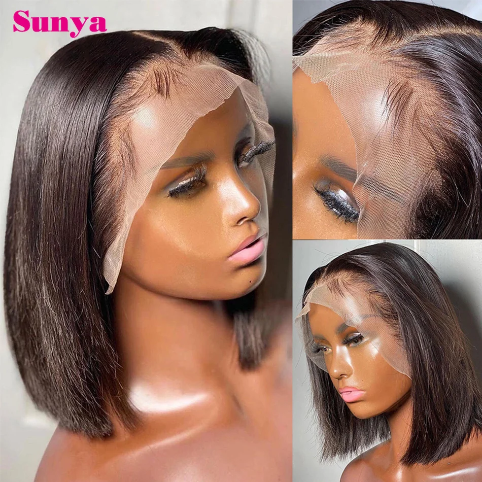 

Short Bob Wig13x4 Straight Lace Front Human Hair Wigs For Women Pre Plucked Transparent Lace Frontal Wig Cheap Lace Closure Wig