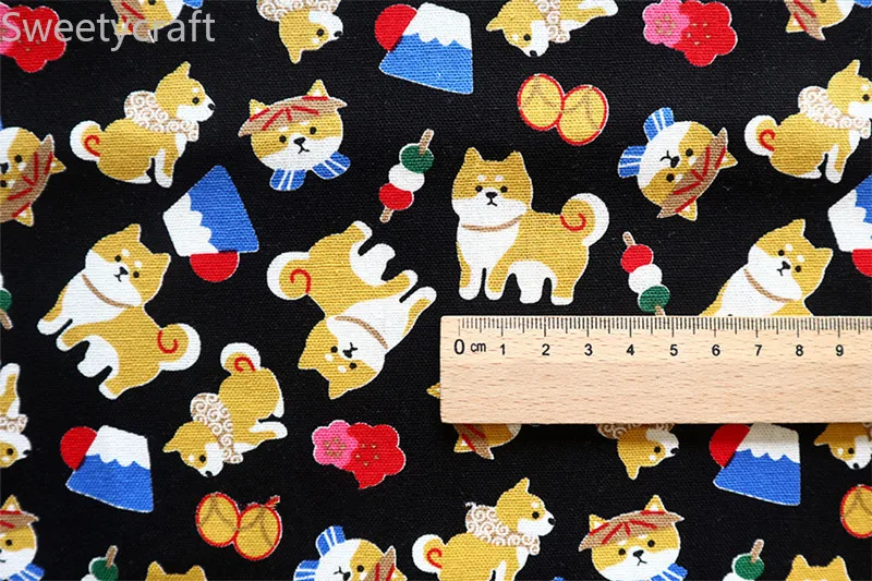 

110*45cm Cartoon Dog Printed Cotton Fabric By Yards For DIY Handmade Sewing Patchwork Sofa Bag Home Decoration Material Cloth