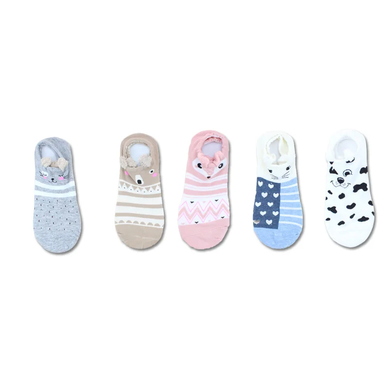 

SP & CITY 5pairs Leuke Dier Katoenen Sokken Vrouwelijke Kawaii Kat Met Hond Zomer Korte Sok Slippers Vrouwen Casual soft Funny