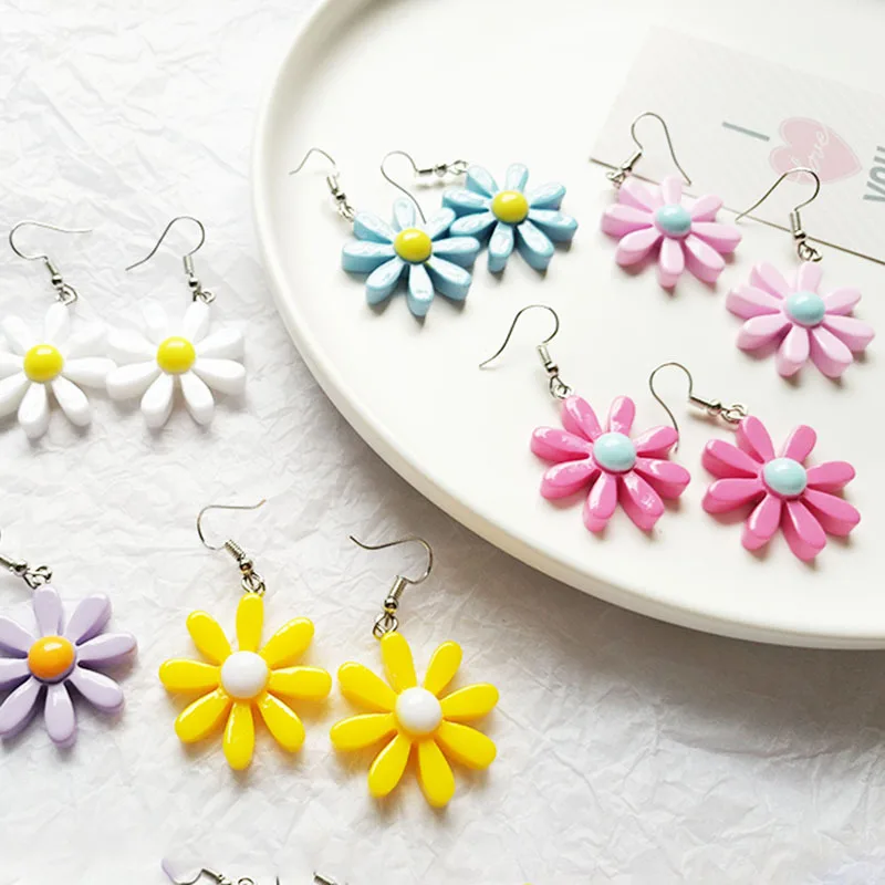 Милые цветные свежие милые минималистичные Цветочные креативные уличные серьги