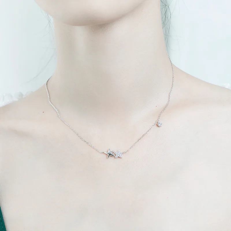 Double starfish necklace S925 sterling silver Singapore with niche design personality jewelry A226 | Украшения и аксессуары