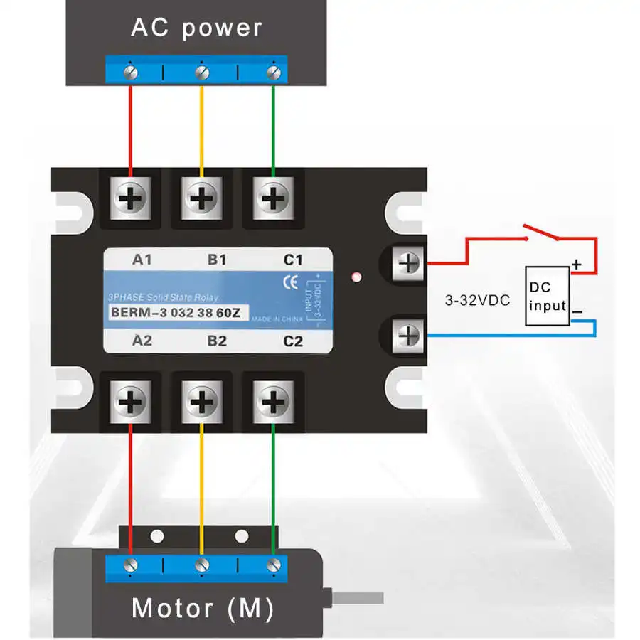 Насыпи твердотельные реле SSR 3-фазы модуль Алюминий сплав 303238-60Z 60A 30-480VAC |