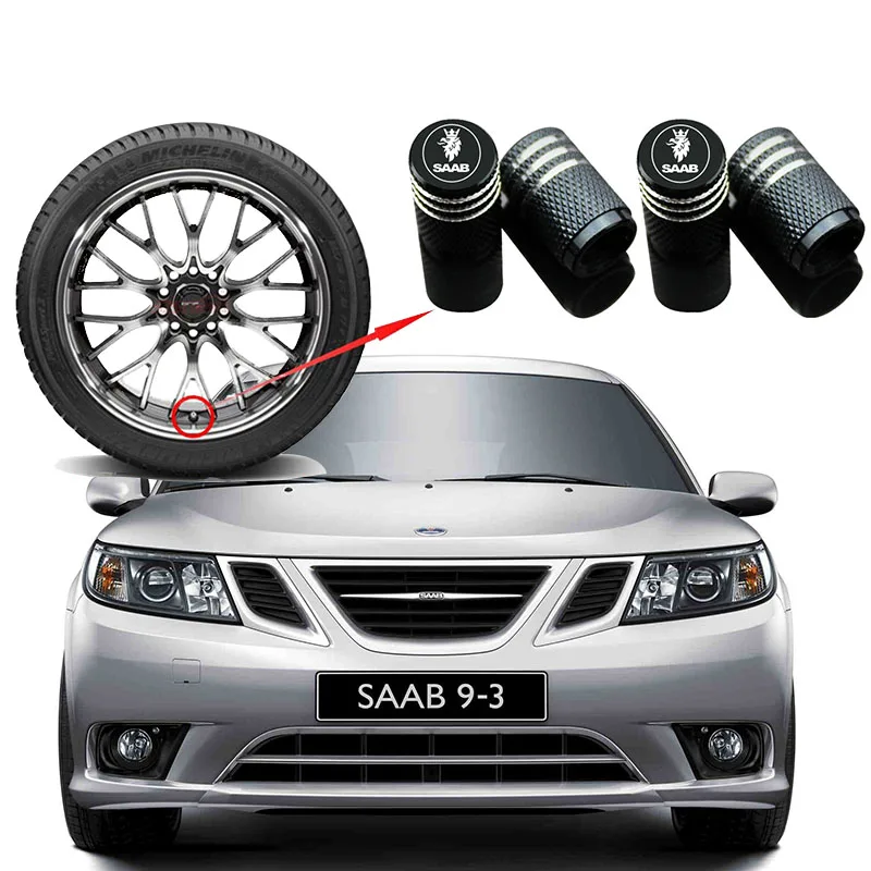 

Car Styling Sports Wheel Tire Valve Caps Cover For SAAB 9-3 9-5 93 9000 900 9-7 600 99 9-X 97X Turbo X Monster 9-2X GT750 92