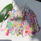 Новинка 2021, Модный Цветной акриловый жемчуг Ins, мягкая керамика, мультяшное лицо, фрукты, мобильный телефон ремешок для женщин