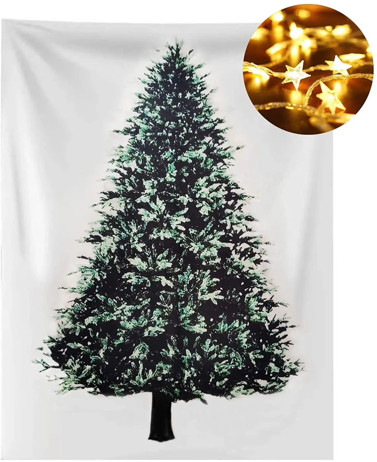 

Christmas Tree Tapestry with Lights Wall Hanging Tapestries Gifts for Xmas Birthday and Room Decor