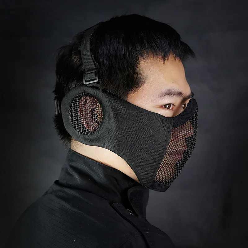 

DEWO тактическая маска для страйкбола, металлическая Стальная Сетчатая защитная маска для ушей, полевая охота, военные игры, тактическая стре...