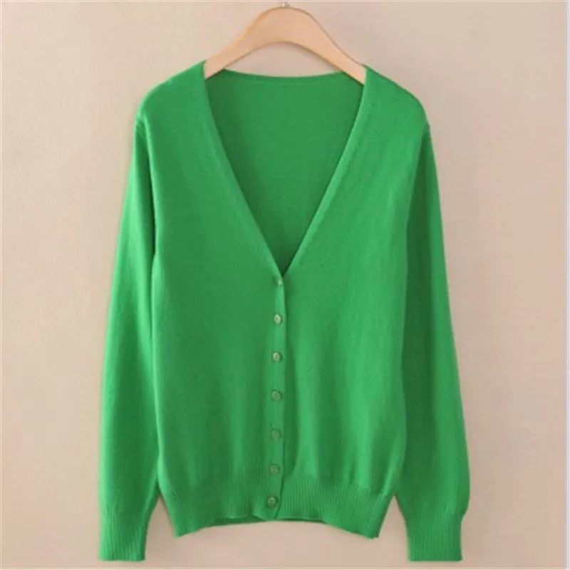 Женский вязаный кардиган однотонный короткий свитер с длинным рукавом