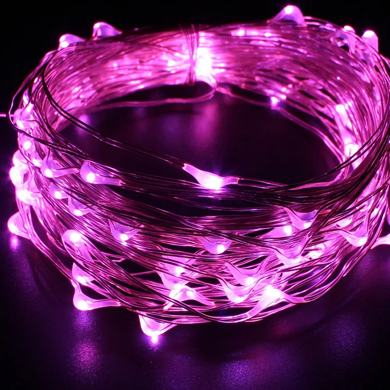 Pink Красочные сказочные огни DIY ночник 5/10 м светодиодный медный провод украшение на стену в виде дерева украшение свадебные праздничные вечерние светящиеся - Цвет: Pink