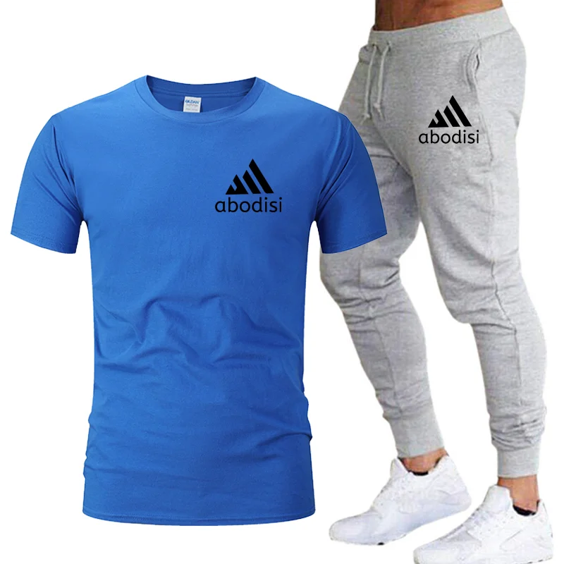 

Fashion new men's suit T-shirt + pants two-piece casual sportswear men and women sports suit printing brand fitness jogging suit