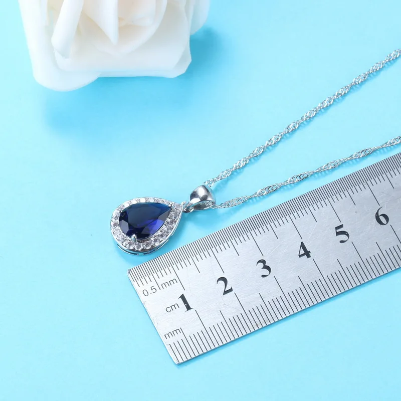 Продажа низкая цена синий сапфир 925 Серебро Капли Воды Ювелирные наборы с