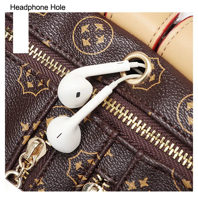 Женский рюкзак качественный кожаный с принтом женский роскошный брендовый