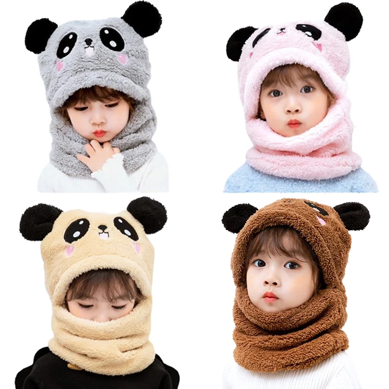 

Winter Children Hat Plus Fleece Kids Caps Cartoon Hat For Girls Boys Scarf Children's Hat Girl Cartoon Hat