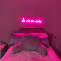 custom la vie en rose neon sign decorative bedroom clear acrylic backed hanging or mounted neon signs for bedroom aesthetic wal
