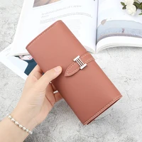 womens wallet new fashion solid color draw belt female pu leather luxury long zipper coin purses ladies card holder money clip