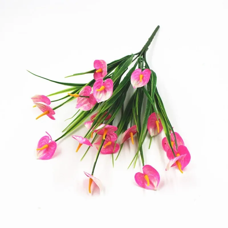 

7 Forks Anthurium Artificial Plant Green Plant Pot Home Decoration Garden Artificial Grass Fake Plants Artificial Flowers