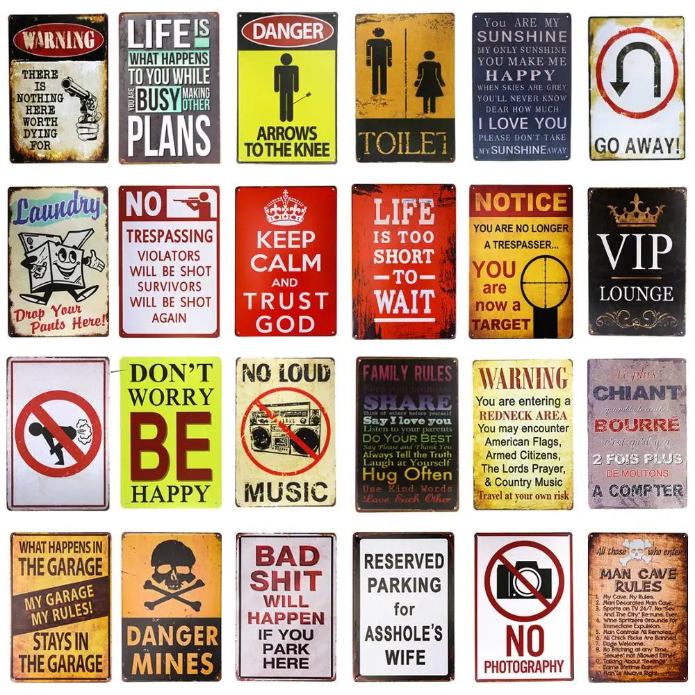 

DL-Funny decorations Vintage warning signs Area 51 garage poster art wall decor