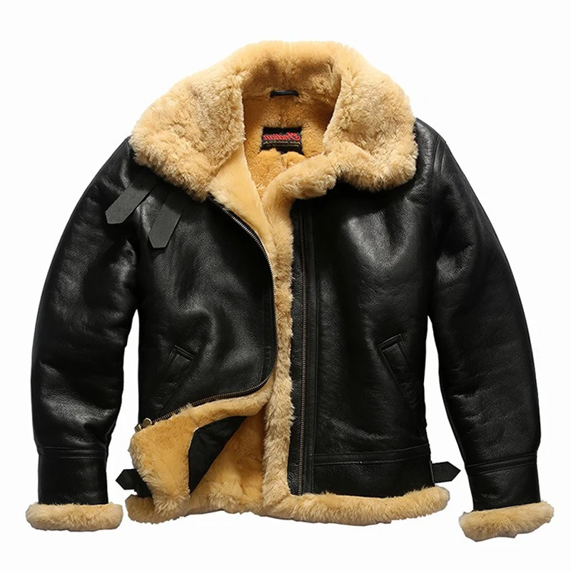 

Новинка 2021, Мужская черная меховая дубленка B3, летные куртки, модные многофункциональные военные толстые Дубленки Winer, пальто для России