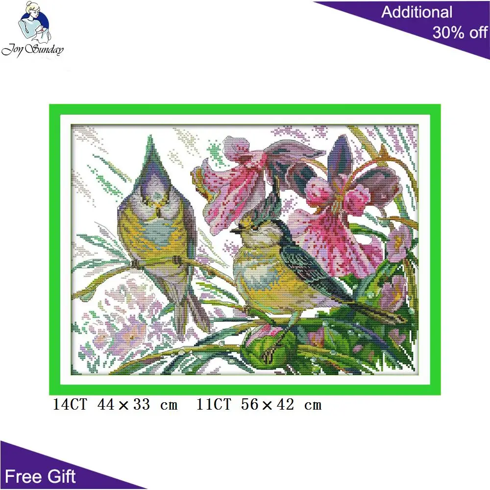 Joy Sunday Spring Birds Butterflies Over Flowers In Birch Sparrow Autumn Swallow D721D722D728D729D731 Cross Stitch |