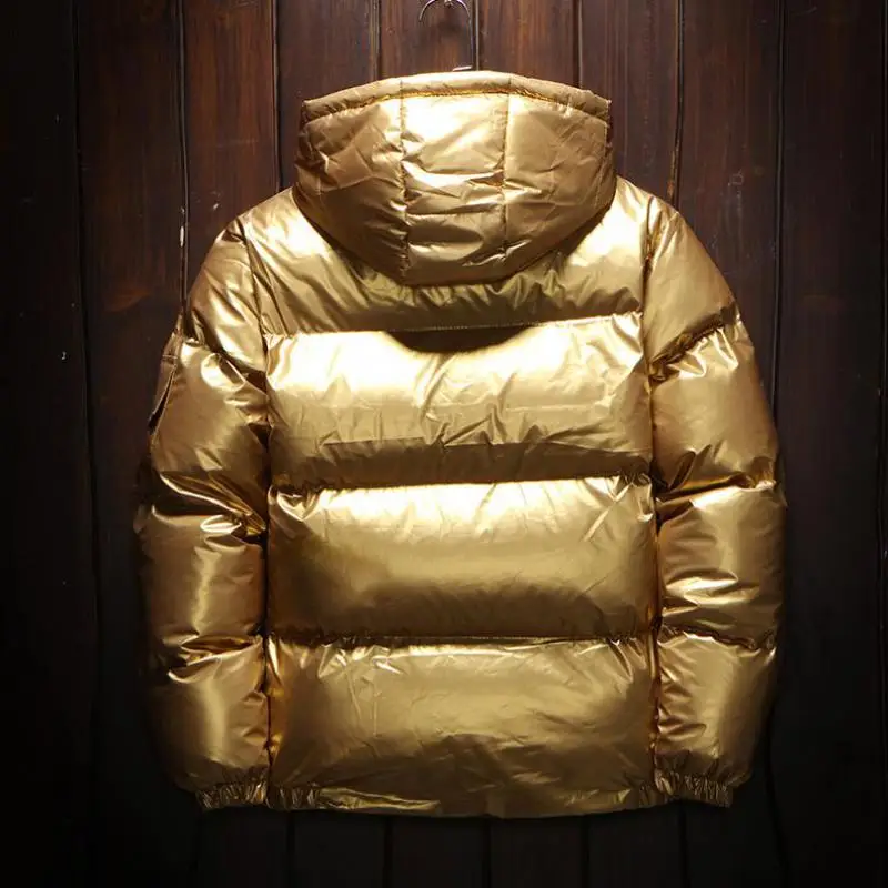 Men's Streetwear Oversize Bright Gold Silver Parkas Men Thicken Warm Winter Jackets Coat Male Windbreaker Parka Men Clothes