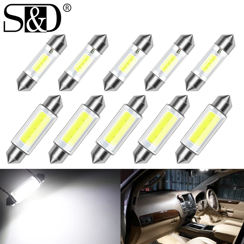 

5pcs/10pcs/15pcs Canbus C5W C10W LED Bulb 31mm 36mm 39mm 41mm Festoon Led Car Interior Light Dome Reading License Plate 12V Lamp