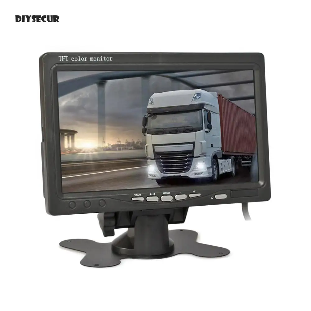 

DIYSECUR DC12V-24V 7 "ЖК-дисплей TFT с 2 видеовходами для камеры заднего вида, камера видеонаблюдения, DVD