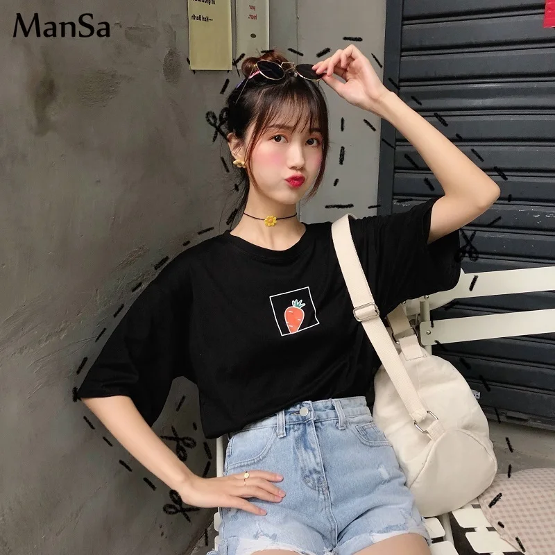 Женская футболка с коротким рукавом Корейская Футболка принтом авокадо и