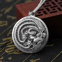 thai silver phoenix round pendant man women real s990 sterling silver pendant chinese style phoenix design pendant jewelry gifts