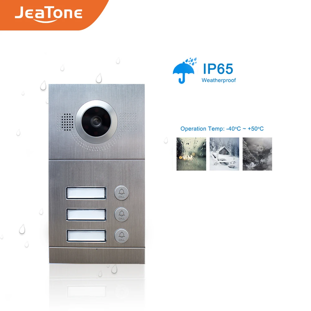 JeaTone 720P AHD видеодомофон дверной звонок ИК камера высокого разрешения 3 кнопки