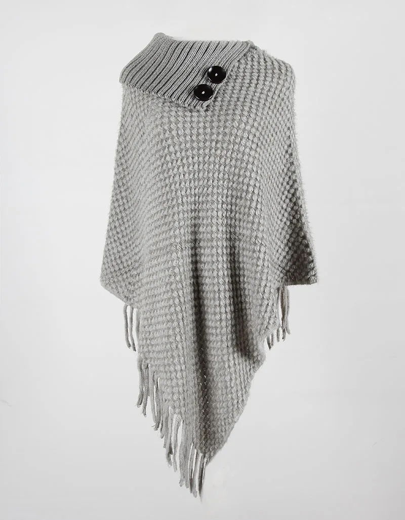 2019 Autumn Tassel Poncho Capes Women Knitted Swing Wrap Pullover Loose Cloak Scarf Winter Long Sweater Ladies | Женская одежда