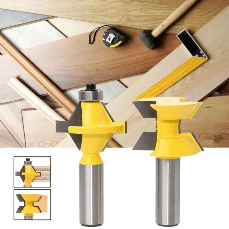 

2PCS 120 Degree Lock Miter Finger Joint Router Bits 1/2'' Shank Milling Cutter D2TD